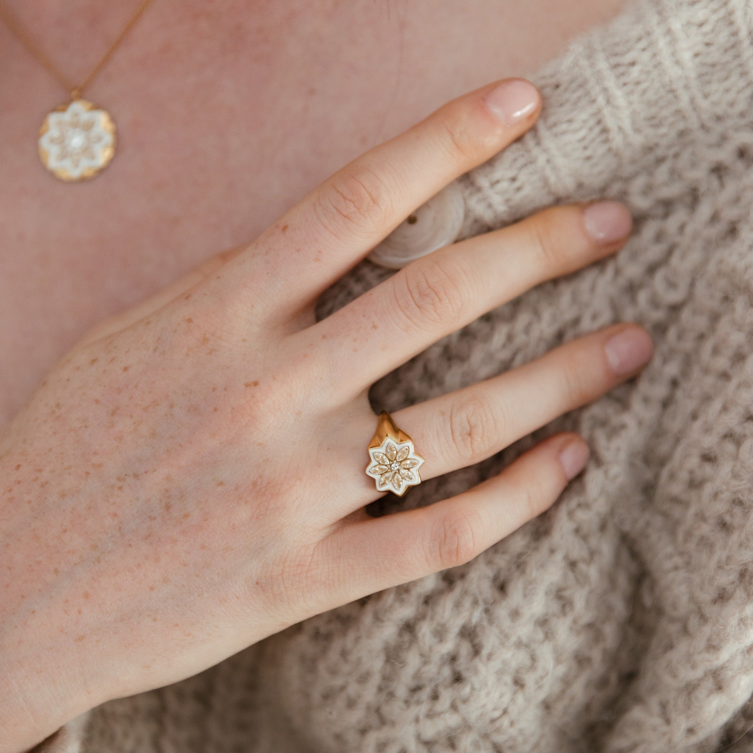 Bague Flocon Blanche Grizzly Cheri