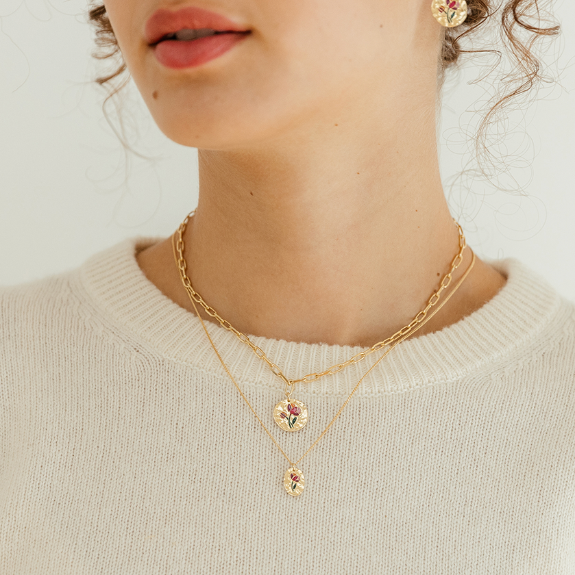 Collier Médaillon XXL - Rosa